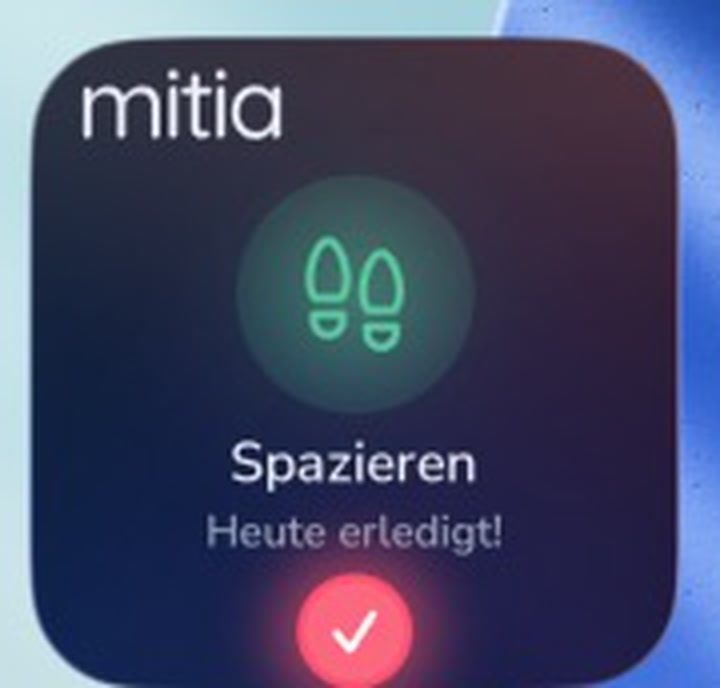 Mitia Habit-Widget für Spazieren auf dem Home Screen