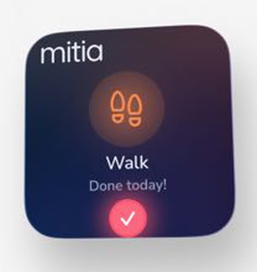 Mitia Walk habit widget on the Home Screen
